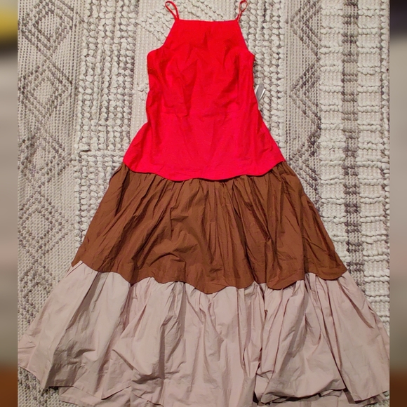 Anthropologie Maeve Halter Tiered Maxi Dress Color Block Medium - Picture 4 of 7